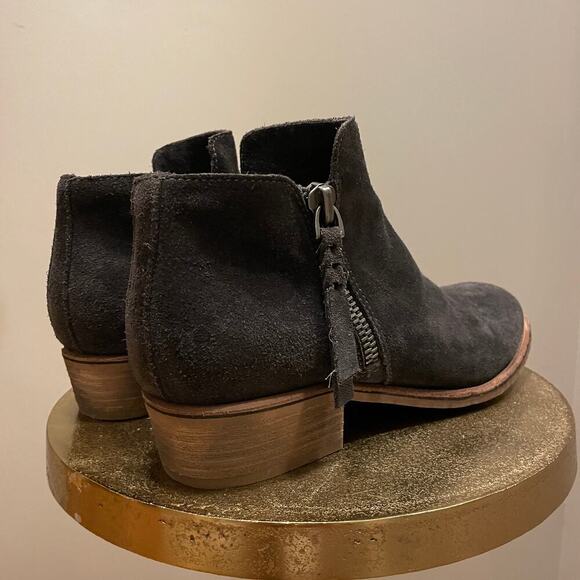 Dolce Vita Sutton Suede Ankle Boots | Gray Tassel, Stacked Heel, Size 10 EUC - Picture 9 of 11